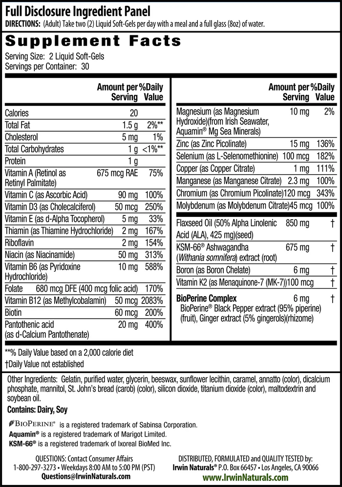 Daily Multi Testosterone UP Supplement Facts