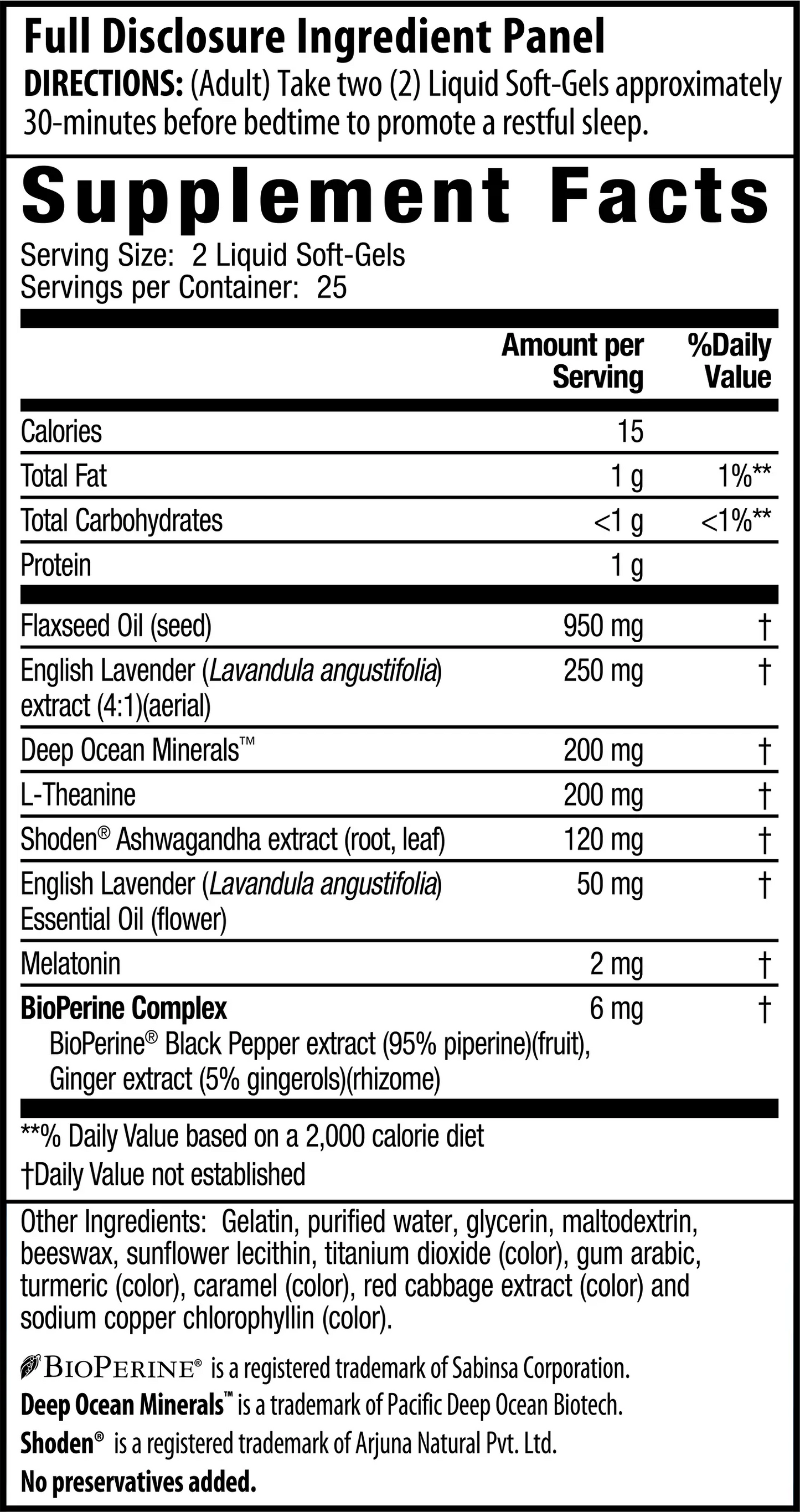 Stress-Defy Sleep PM Supplement Facts