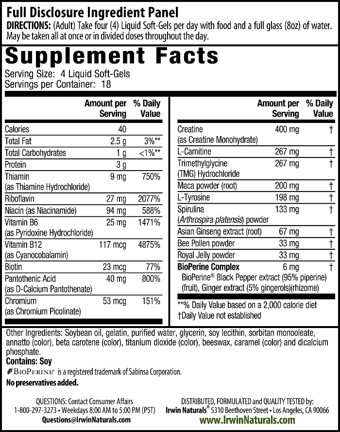 Triple-Boost Caffeine-Free Supplement Facts