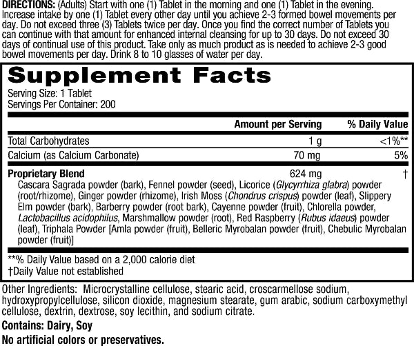 Super Cleanse Supplement Facts