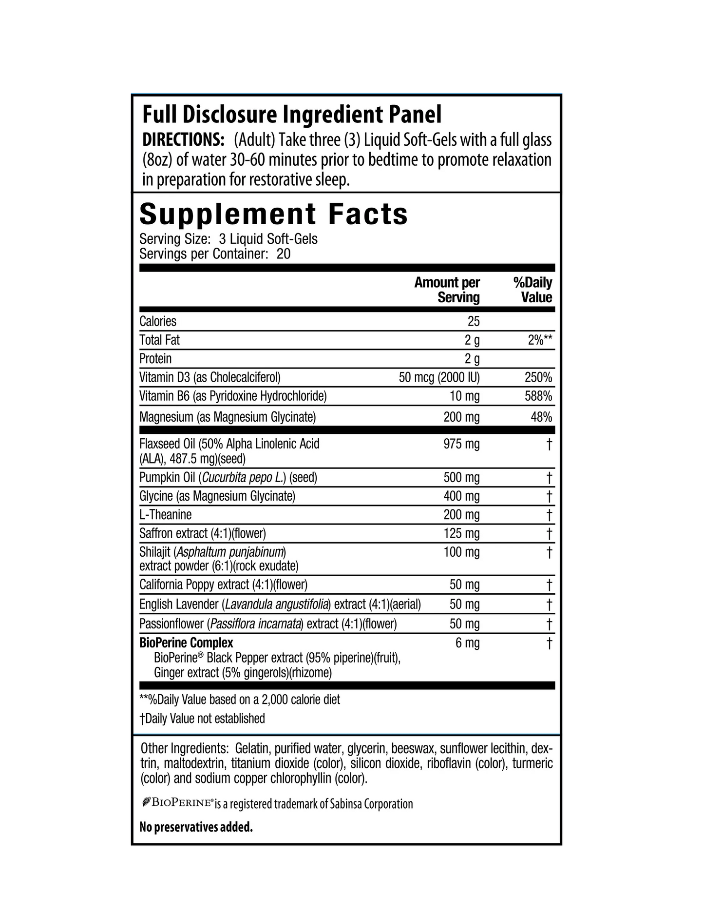 Power to Sleep Magnesium PM + Relaxing Flower Complex Supplement Facts