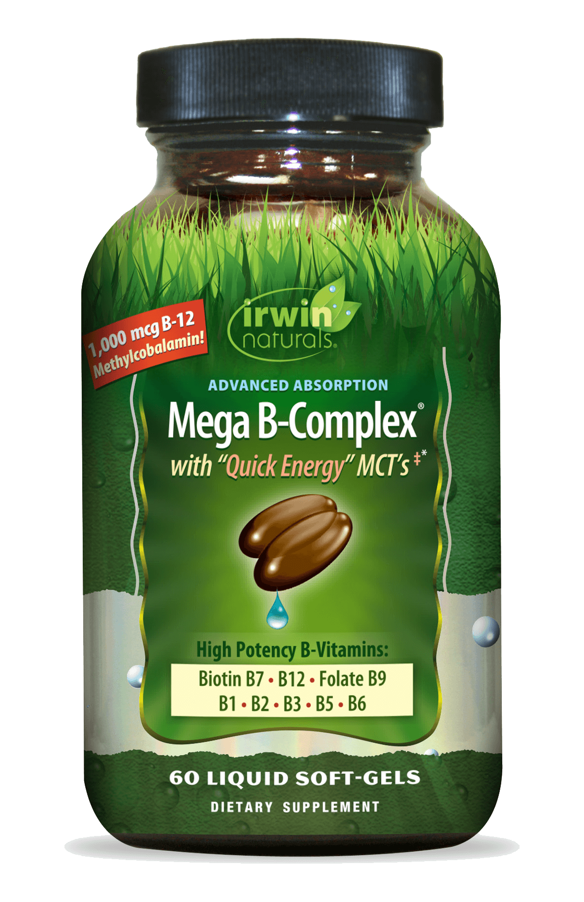 Advanced Absorption Mega-B Complex with Quick Energy MCTs Irwin Naturals