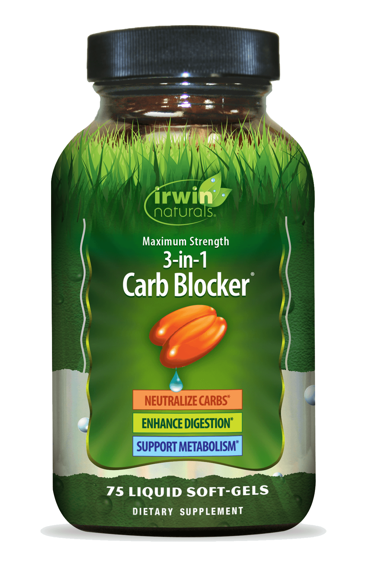 Maximum Strength 3 and 1 Carb Blocker Neutralize carbs, Enhance Digestion, Support Metabolism  by Irwin Naturals