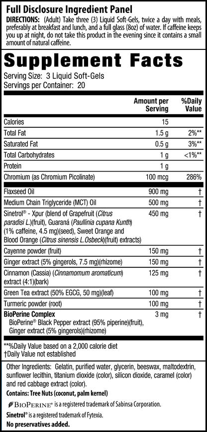 Thermo-Burn Stubborn Fat Metabolizer Supplement Facts
