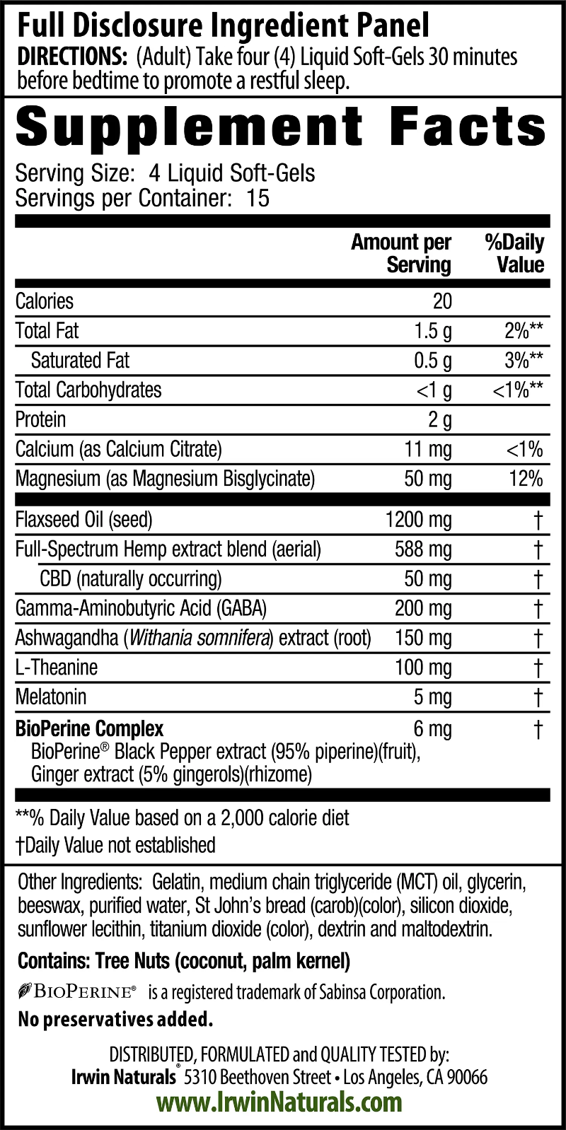 Extra Strength CBD + Power to sleep Supplement Facts