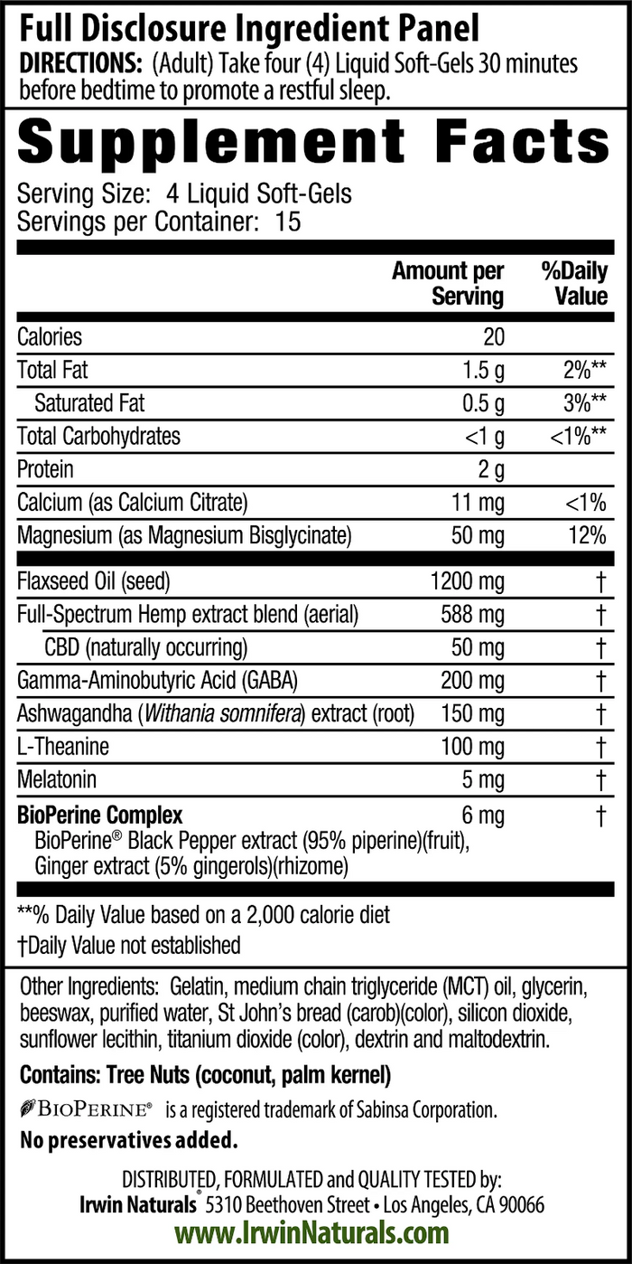 Extra Strength CBD + Power to sleep Supplement Facts