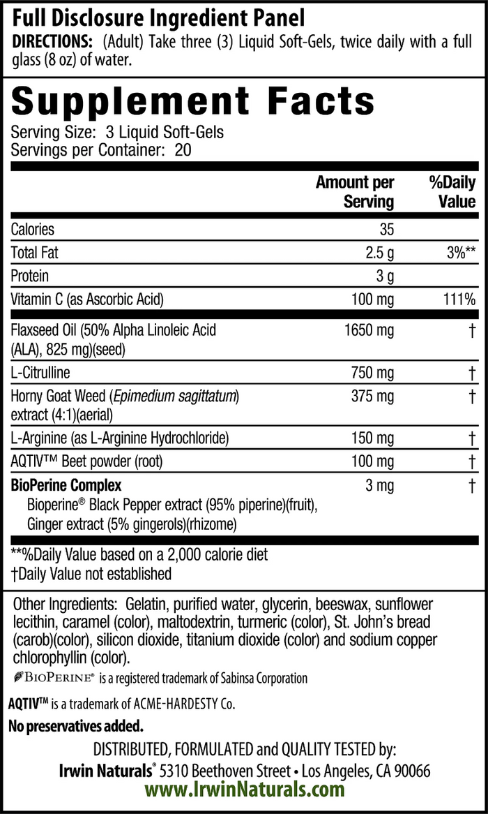 Power-Male Horny Goat Weed with nitric oxide booster Supplement Facts