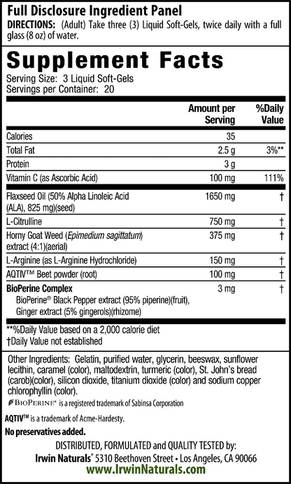 L-Citrulline + L-Arginine Booster for Men Supplement Facts