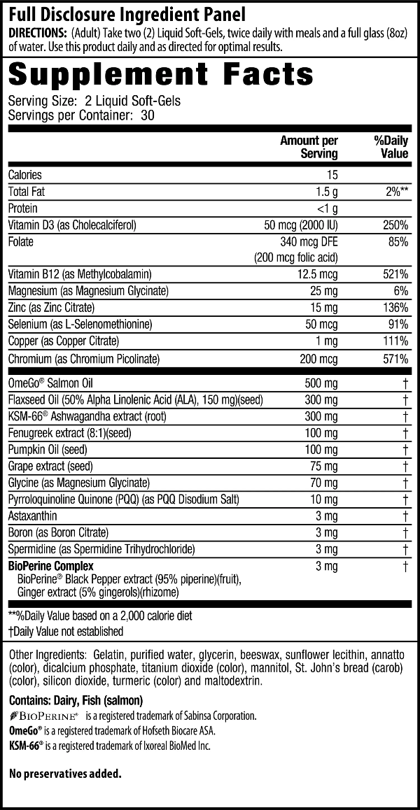 Vitality & Recovery Testosterone UP for Men 60+ Supplement Facts