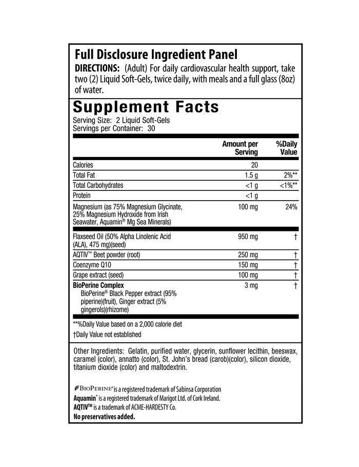 Magnesium + Beets & CoQ10 60ct Supplement Facts