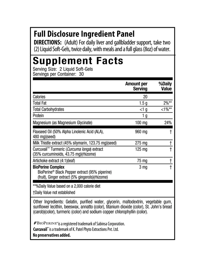Magnesium + Milk Thistle & Turmeric Supplement Facts