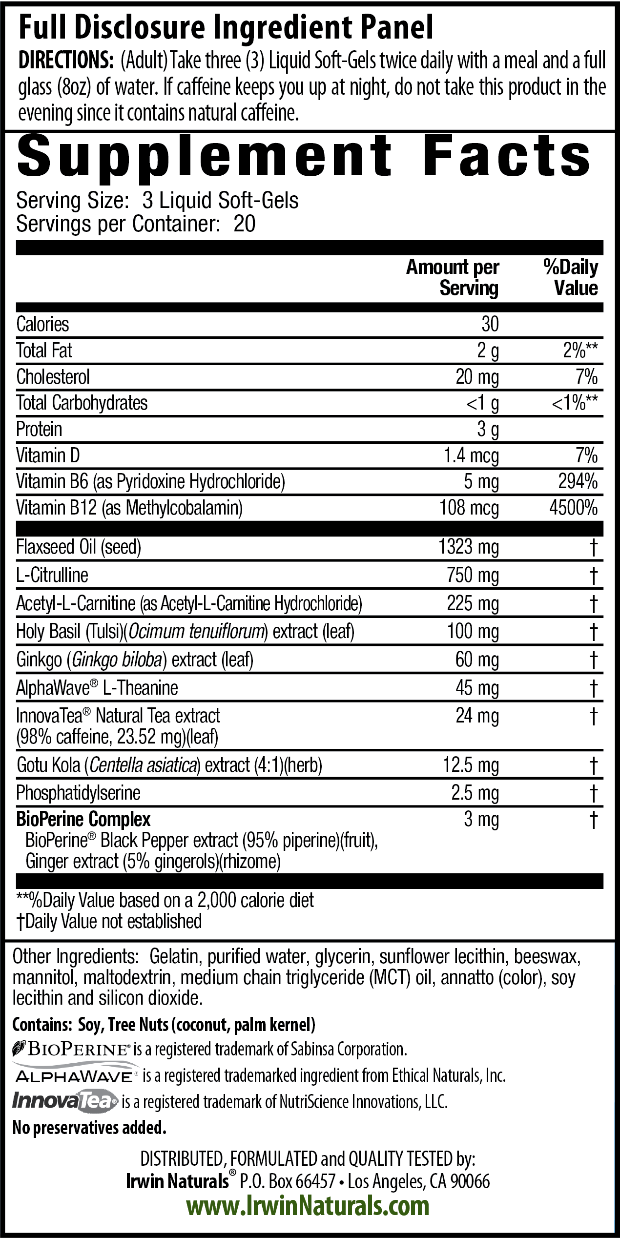 Brain Awake RED with Nitric Oxide Booster – Irwin Naturals