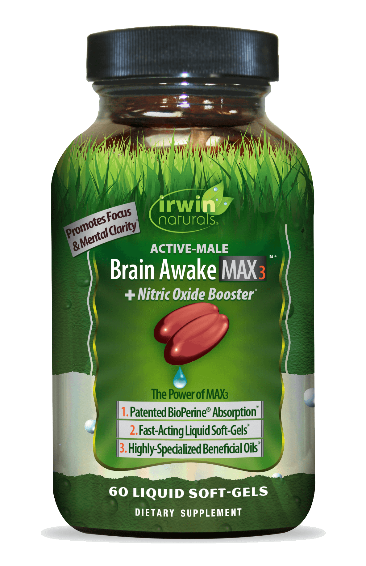 Brain Awake Max3 + Nitric Oxide Booster Irwin Naturals