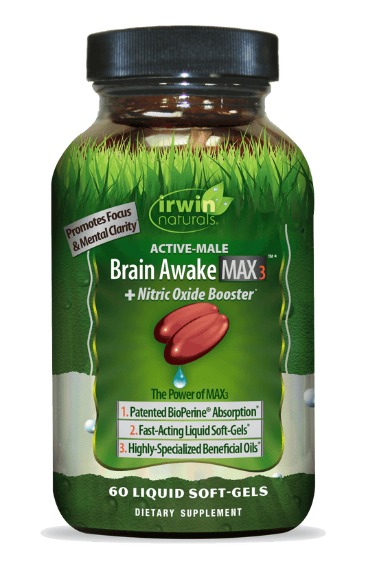 Active-Male Brain Awake Max3 with Nitric Oxide Booster Irwin Naturals