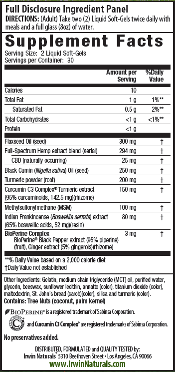 CBD + Curcumin Supplement Facts
