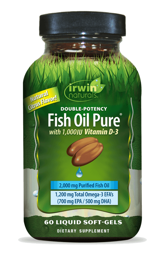 Double Potency Fish Oil Pure with 1,000 IU Vitamin D-3 Irwin Naturals 