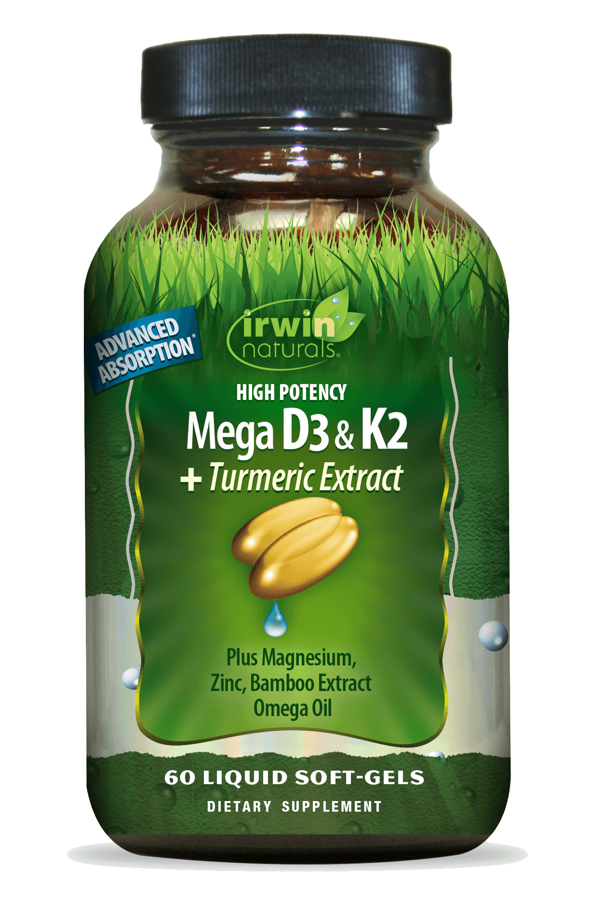 High Potency Mega D3 & K2 with Turmeric Extract by Irwin Naturals