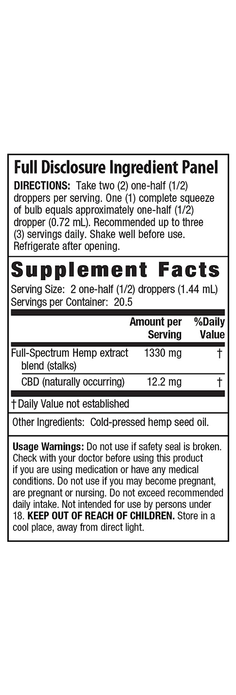 Cbd Oil 250 Mg From Full Spectrum Hemp Irwin Naturals 5783