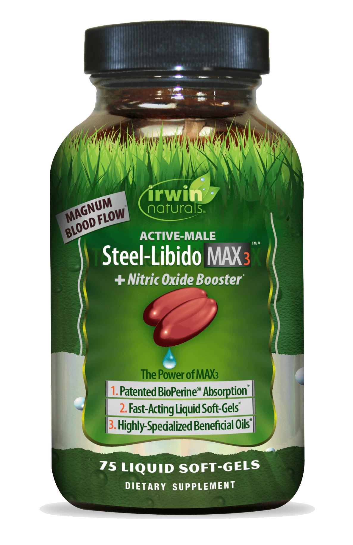 Active Male Steel Libido Max 3 plus Nitric Oxide Booster by Irwin Naturals